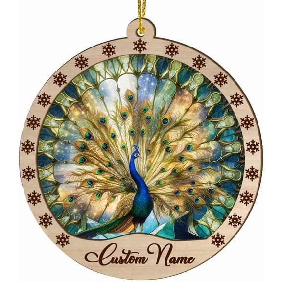 Stained Peacock Ornament - Peacock Christmas Ornaments - Christmas Tree Ornaments - Christmas Decorations - Peacock Decor for Office, Room, Home - Holiday Present Ideas iYJBHz (Peacock-s115)
