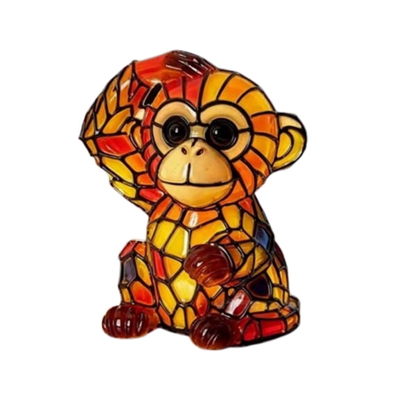 Stained Style Monkey Night Lights, Resin USB Powered Table Lamps, Cute Monkey Figurine Lamps, Whimsical Home Decor Lights for Bedroom