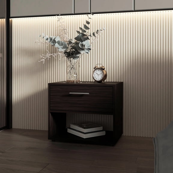 Stained Walnut Nightstand With Single Drawer And Sizable Shelf Refinement 1 Abounding For Bedroom