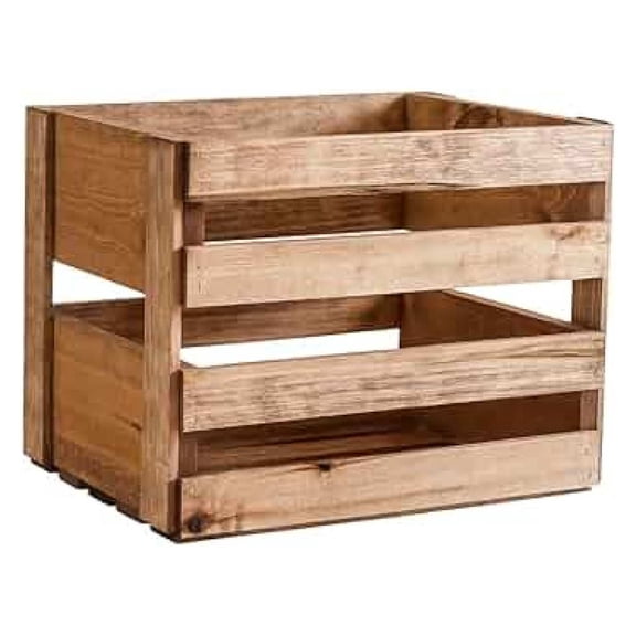 Stained Wooden Vinyl Record Crate, Handcrafted LP Storage Box for 12-Inch Records