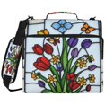 thumbnail image 1 of Stained-glass Blooms Printed Zipper Binder with Handle&Shoulder Strap 2 inch 3 Ring 500+300 Sheet Capacity File Folder Organizer, 1 of 8