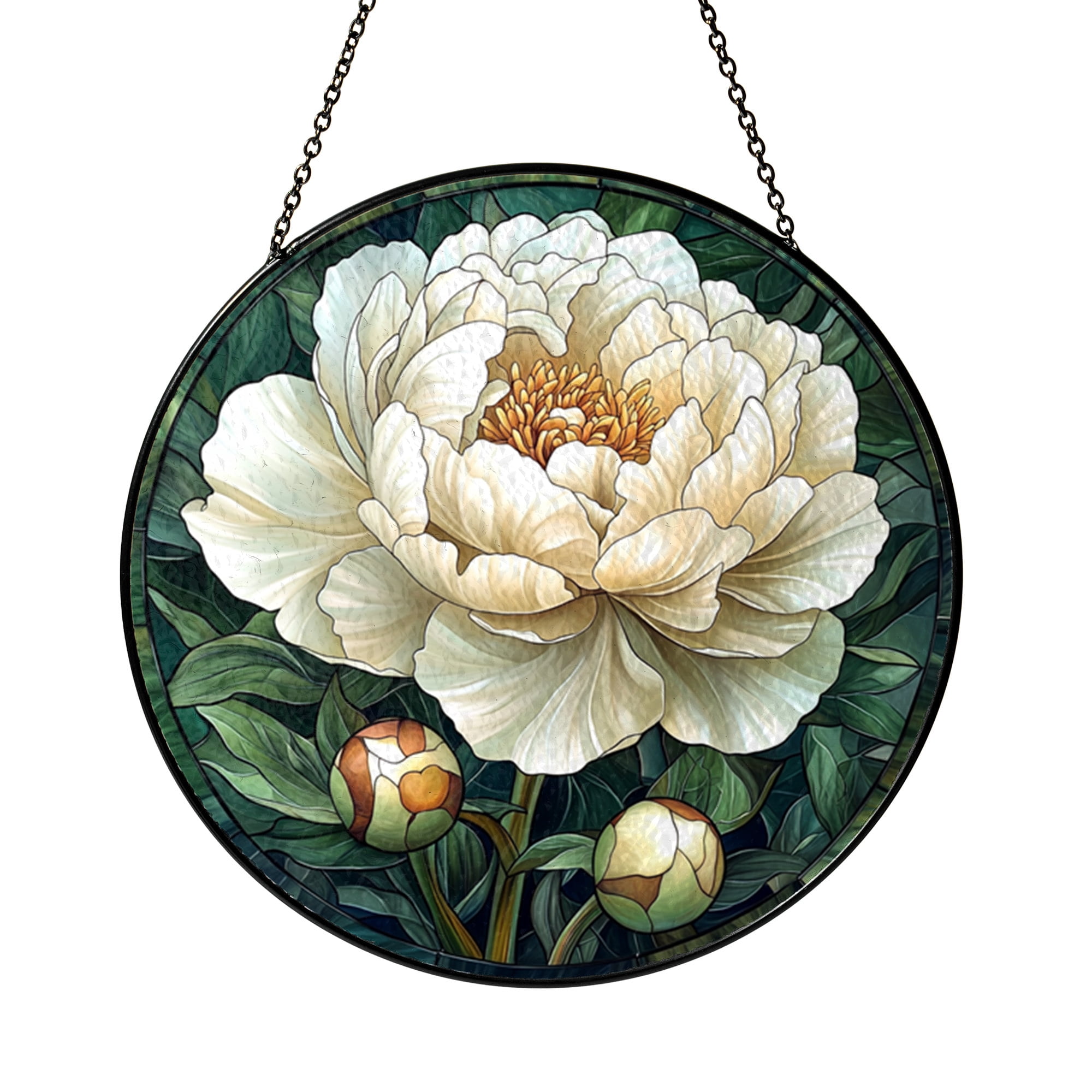 Window Flower Glass Stained glass magnolia flower window hanging, graceful floral ornament ...