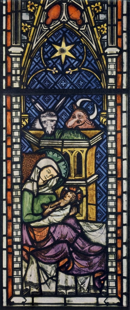 Stained glass window Birth of Christ Chartres Canvas Art - (18 x 24)