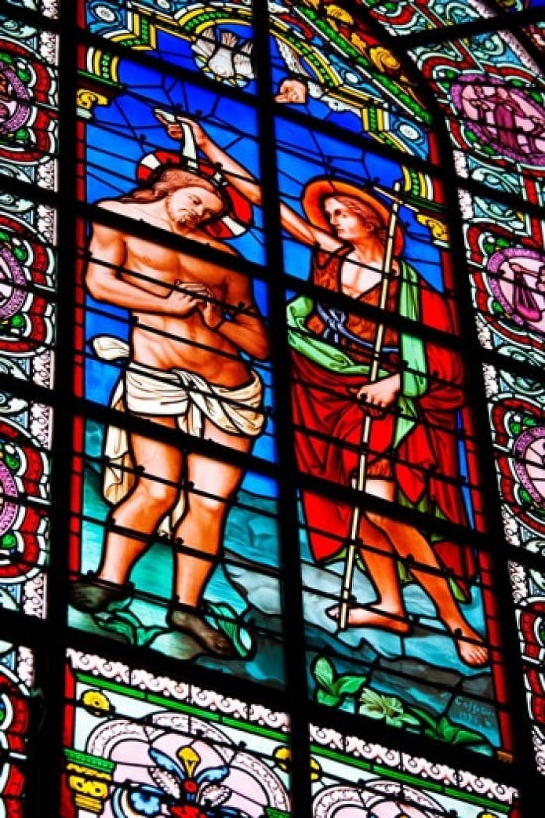 Stained glass window at Cathedral of Notre Dame Le Puy Le Puy-en-Velay Haute-Loire Auvergne France Canvas Art - Panoramic Images (24 x 36)