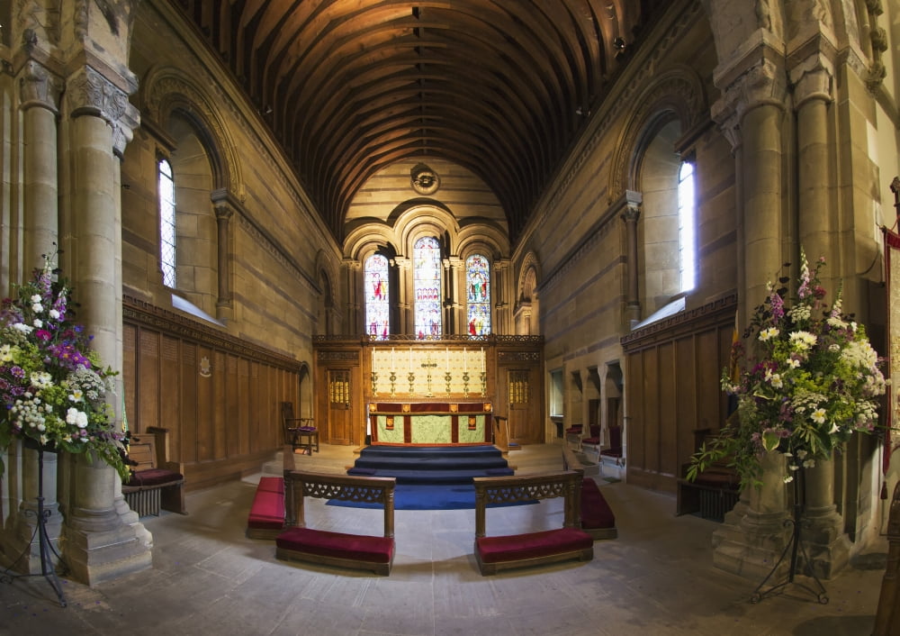 Stained glass window at the alter of a church Helmsley North Yorkshire England Canvas Art - John Short Design Pics (18 x 13)