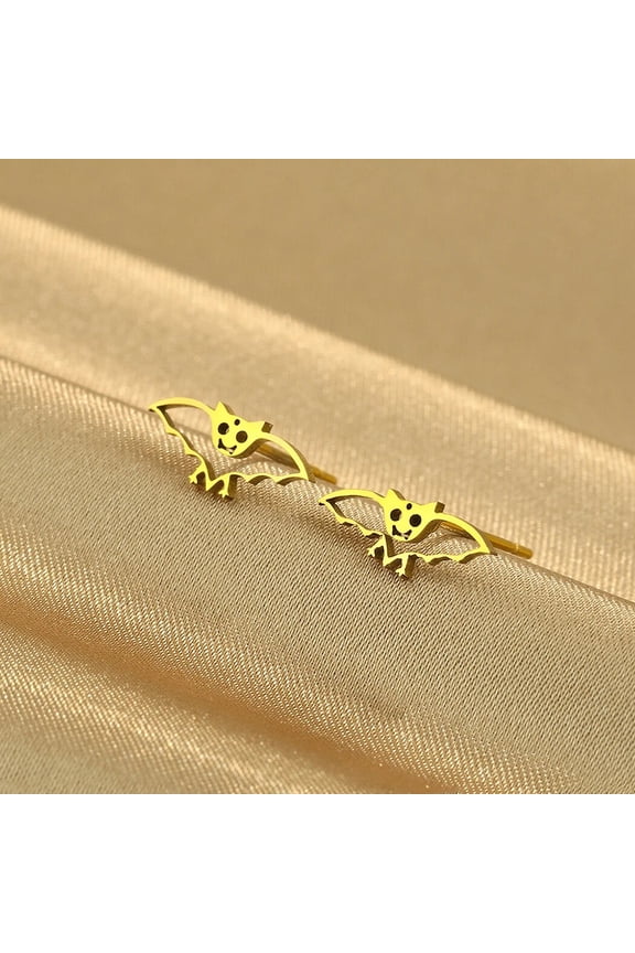 Stainelss Steel Bat Stud Earrings for Women Men Punk Jewelry Fashion Party Halloween Gift