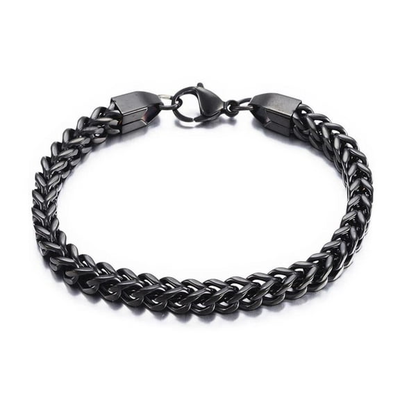 Stainlee Steel Wheat Chain Bracelet Lobster Black Gold 9" (230Mm) 6Mm Z98