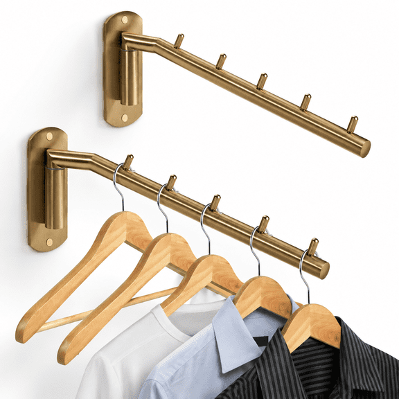 Stainless 2 Steel Clothes Hanger Rack-wall Mount Garment Hook With Swing Arm Sturdy Coat Robe Stororganizer For Laundry Room Bedr