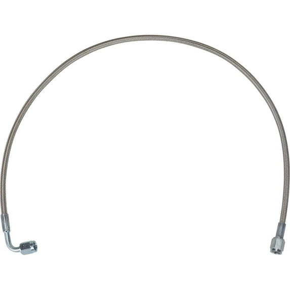 Speedway Motors Stainless Steel Braided Brake Line Hose, 26 Inch Length with 90 Degree and Straight -4 AN Fittings, PTFE Inner Liner for Brake or Clutch Applications
