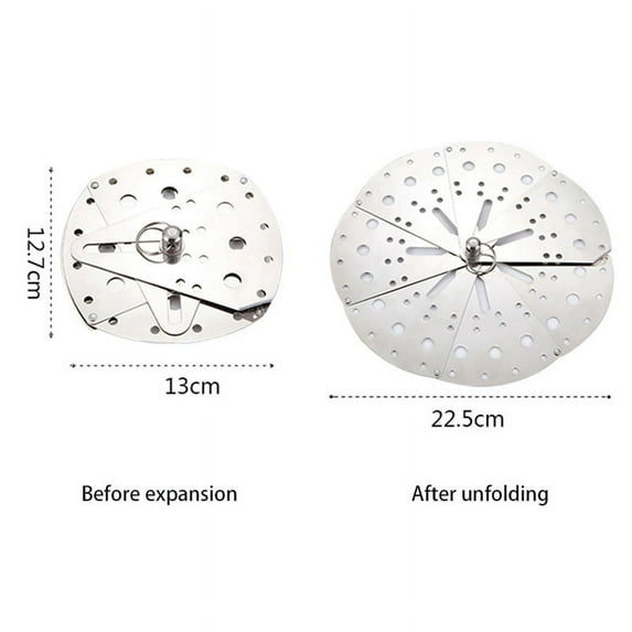 Stainless Adjustable Drop Lid Simmering Food Pot Cover Anti-Overflow Prevention Steaming Rack