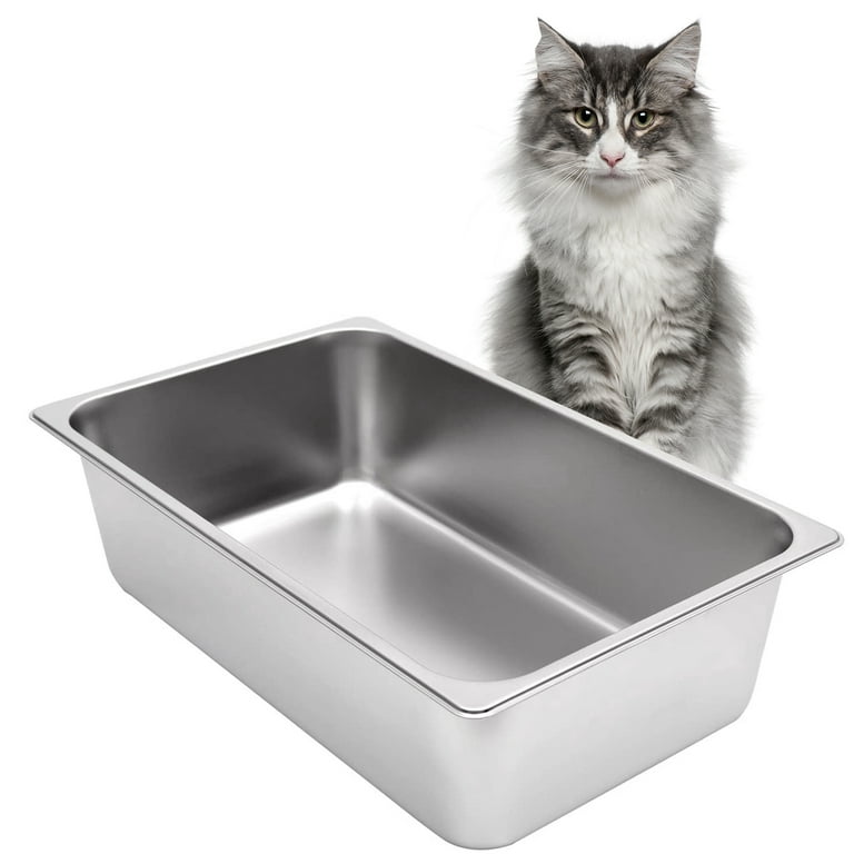 Herofiber Stainless Steel Litter Box, Metal Cat Litter Box, for Cat and Rabbit, High Sides, Never Absorbs Odor, Stains, or Rusts, Non Stick Smooth