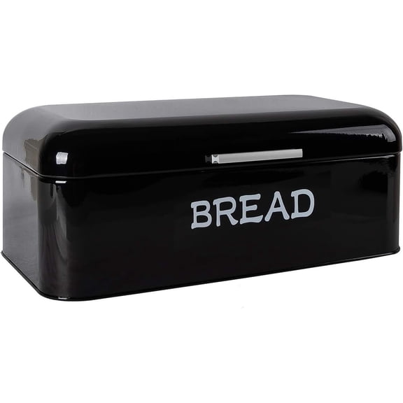 Stainless Bread Box, Bread Box for Kitchen Countertop, Spacious Bread Container for Holding Pastries & Loaves, Metal Bread Box for Outdoor Picnic Camping, Black,16.7" L x 9.4" W x 7.08" H
