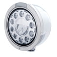 thumbnail image 1 of Stainless Bullet Half Moon Headlight 11 LED Bulb & LED Signal - Clear Lens, 1 of 1