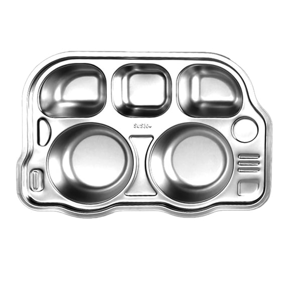 Stainless Car/Bus Plate, Rust Free, Safe Divided Platter For Toddlers And Kids, Bpa Free Plate - style:style4;