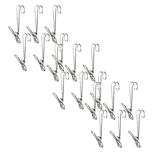 Stainless Clothespins With Hooks Metal Laundry Clips Windproof ClothesforHanging Towels Quilts Socks Multi Purpose Utility ClipsforOrganizing And Storage, 15 Pack Stainless Steel Clothespin Hooks