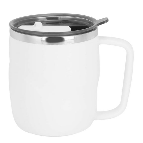 Stainless Coffee Mug With Handle, Anti Scalding Stainless Steel Coffee Mug with Lid for Office Home, 400ml Capacity Keeps Hot Cold for Long Time, Suitable for Home and Outdoor Use (White)