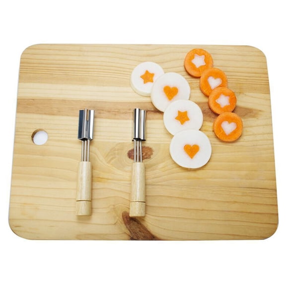 Stainless Cookie Stamp with Wood Handle Vegetable Cutter Shapes Baking Dough
