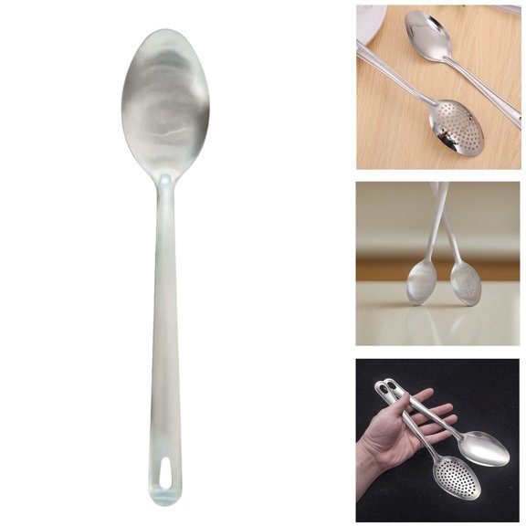 Stainless Cooking Spoon without Holes, 14.7" 304 Steel Cooking Utensils Resists Rust and High-Heat for Fatigue Free Stirring and Serving Kitchen Esssentials