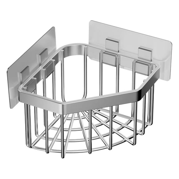‌Stainless Corner Sponge Storage Basket Triangular Rack No Drilling Organization for Kitchen and Bathroom Sink Counter Cabinet and Shower Organization‌
