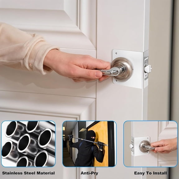 Stainless Door Reinforcement Plate Lock Reinforcer Cover For Wood Metal Door Repair
