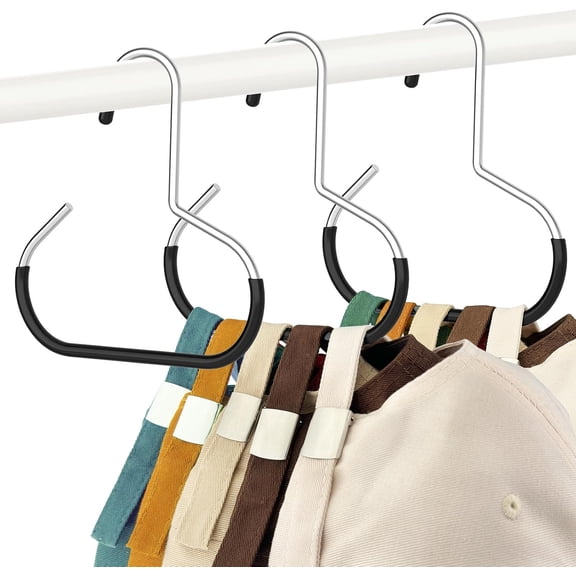 Stainless Durable Steel Hangers for Closet - 3 Pack Non-Rust Hat Rack Holder Organizer for Baseball Caps, Scarves, Ties & Belts, No Install Space Saver