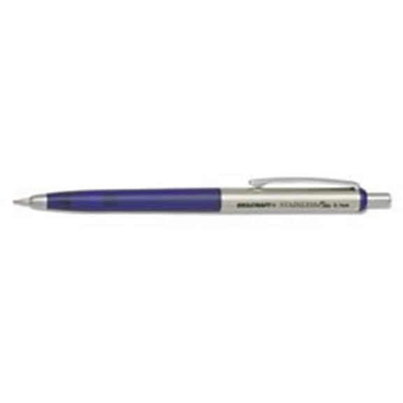 7520016558504, SKILCRAFT Stainless Elite Mechanical Pencil, 0.7 mm, F (#2.5), Black Lead, Blue/Silver Barrel, 3/Pack