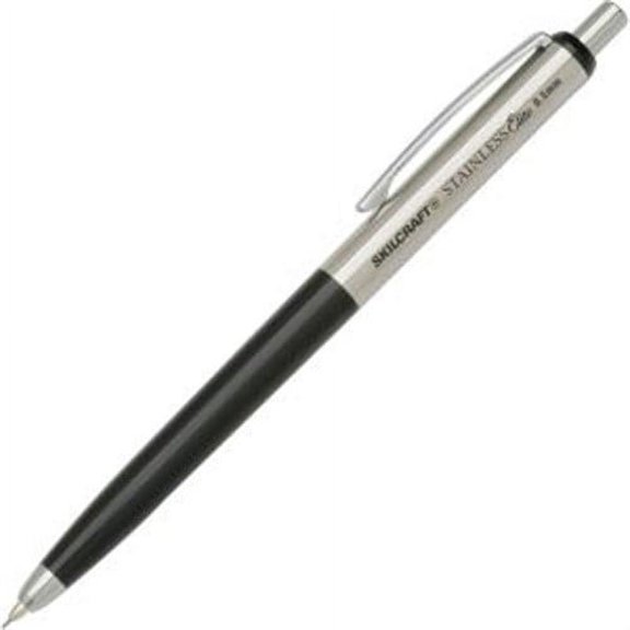 7520016558004, SKILCRAFT Stainless Elite Mechanical Pencil, 0.5 mm, F (#2.5), Black Lead, Black/Silver Barrel, 3/Pack