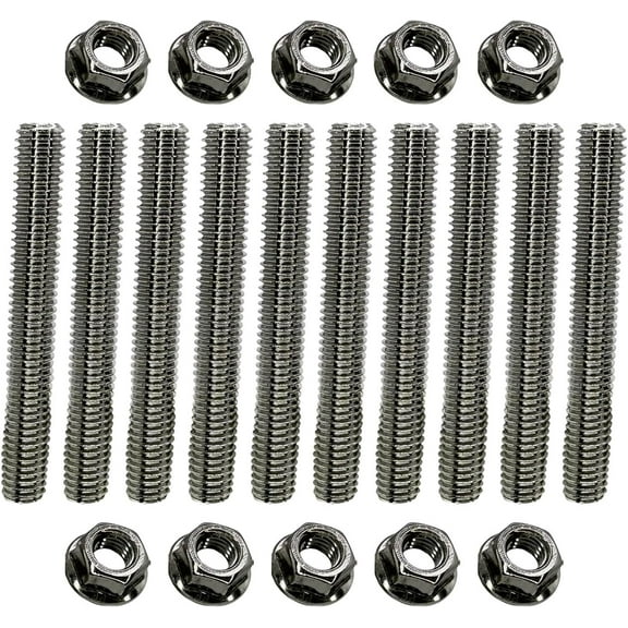 Stainless Exhaust Manifold Stud Kit Replacement for Ford 6.8L V10 Super Duty (1 Side, 10 pcs)