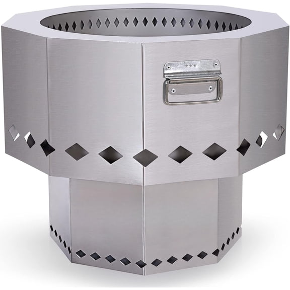 Stainless Fire Pit with Portable Carrying Storage Bag,  - Firepit Bowl for  Pellet with Stand for Outdoor Campfire Flame or Bonfire BBQ  Patio Garden Backyard - M