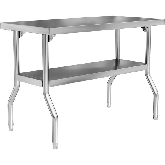 Stainless  Folding Table x  Commercial Workbench with Removable Undershelf   Portable Utility Table for Kitchen  Outdoor BBQ  Restaurant  Garage