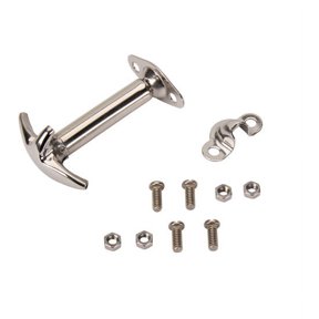 Speedway Stainless Steel Hood Latch with Rams Horn Handle, Spring-Loaded Design Includes Hood Side Catch and Hardware, 4-Inch Polished Reproduction Fit compatible with 1932 Fords