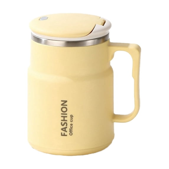 Stainless Insulated Tea Mug with Lid & Handle, 600ml - Durable Coffee Cup with Tea Strainer for Hot & Cold Beverages, Perfect for Office, Travel & Home Use Yellow