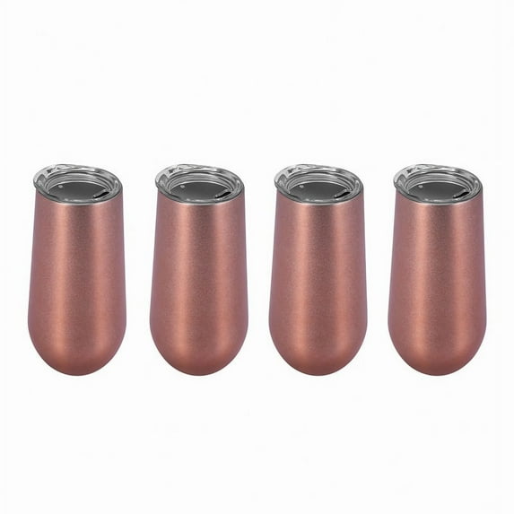 Stainless Insulated Wine Tumbler with Lid -6 Oz , (4 Pack)