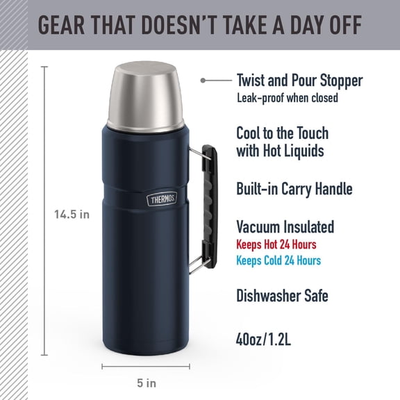 Stainless King Vacuum-Insulated Beverage Bottle, 68 Ounce, Midnight Blue