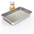 thumbnail image 1 of Stainless Steel Cat Litter Box, 4in Shallow Litter Box for Senior Cats and Kittens, Large Metal Litter Pan Nonstick Odor Control Anti-Corrosion, 1 of 6
