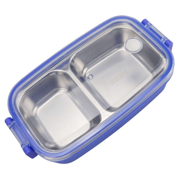 Stainless Lunch Box (Metal Tiffin, Steel Bento Box), Blue Stainless Steel Box with Leak Proof Lid, 2 Compartment Meal Box for Work, Metal Bento, Durable Container, Lunch, by Kingtowag