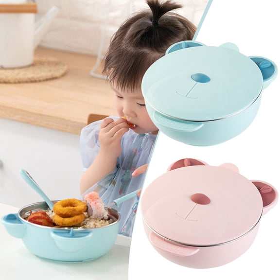 Stainless Lunch Box TASTAN Insulated Stainless Steel Lunch Container - Leak-Proof Compartments with Cute Animal Patterns | Perfect for School, Picnics & Travel, Insulated Food Container, B