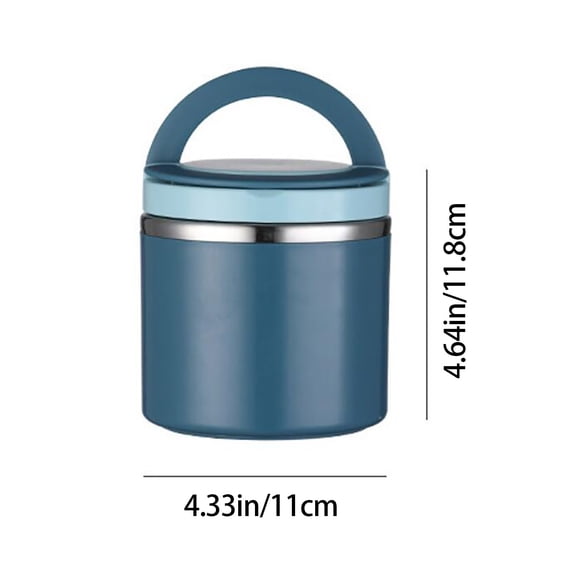 Stainless Lunch Jar (Steel Thermos, Metal Food Flask), Blue Insulated Lunch Box, Stainless Steel Food Jar with Wide Mouth, Soup Thermoses for Kids, Metal Thermos, Food Flask, Work Lunch, by Kingtowag
