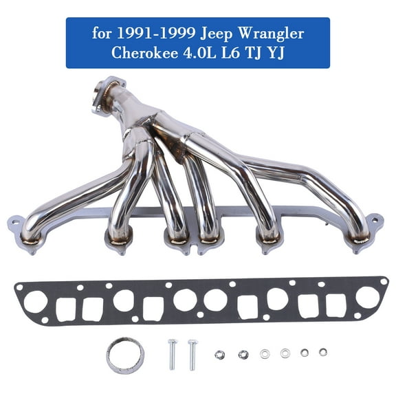 Stainless Manifold Header for 1991-1999 Jeep Wrangler Cherokee Mustang 4.0L L6 TJ YJ XJ