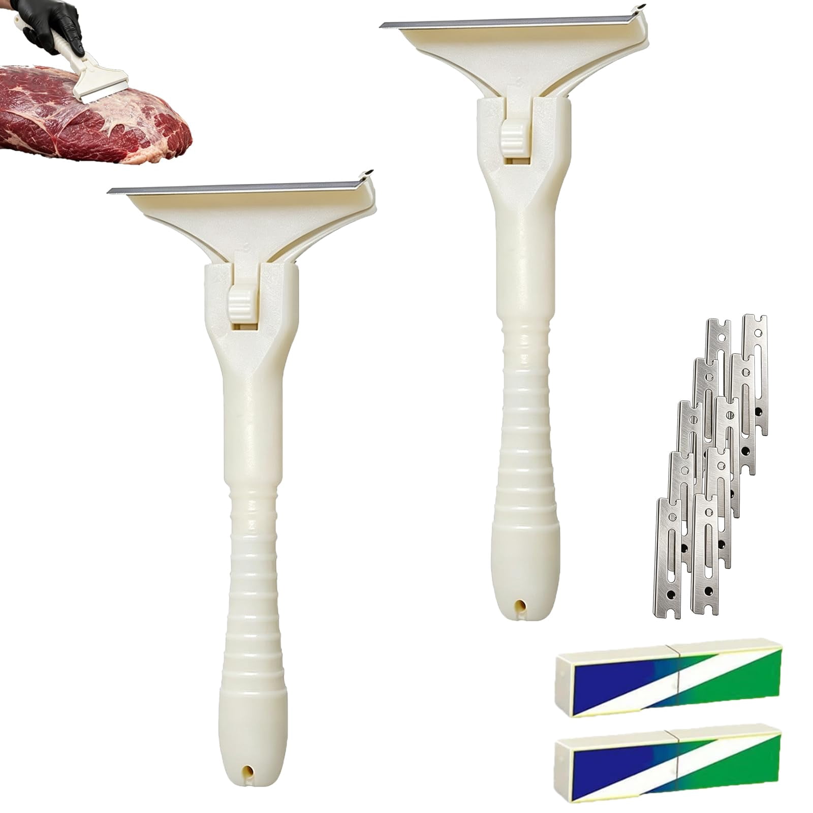 Burchar Tools Stainless Meat Scraper,Handheld Fat Trimmer for Beef & Pork ...