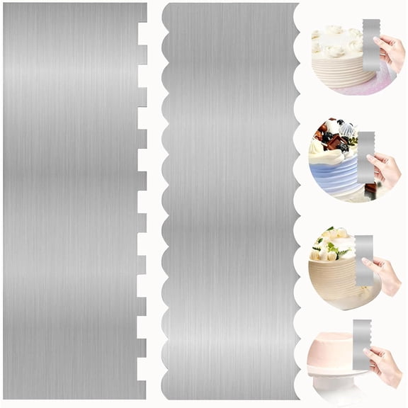Stainless Metal Cake Scraper Smoother Double Sided Patterned Edge Spatula Frosting Icing Tools Comb