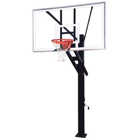 Stainless Olympia Arena Stainless Steel-Glass In Ground Adjustable Basketball System, Scarlet