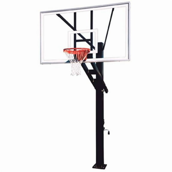 Stainless Olympia Supreme Stainless Steel-Acrylic In Ground Adjustable Basketball System, Gold