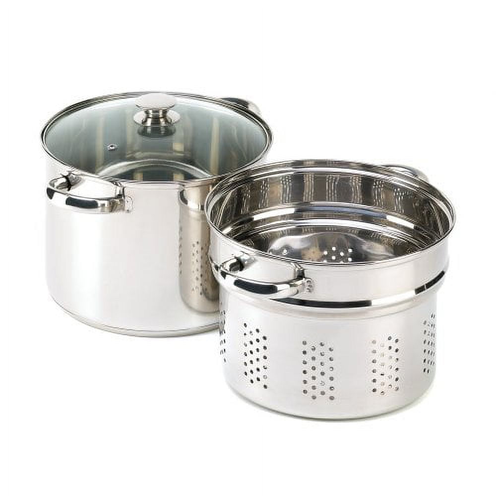 2 Pc Chef Quality Pasta Pot with Strainer Lid - 6 Qt & 2 Qt Red Stock –  Icydeals