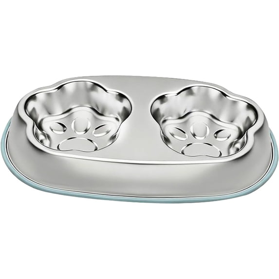 Stainless Pet Dish, Non Slip Feeder Container, Cat Food Bowl with Sturdy Material, Pets Water Bowl with Easy Cleaning, Pet Dish Set, Practical Feeding Accessory for Kitten Puppy Indoor Outdoor Use(Q)