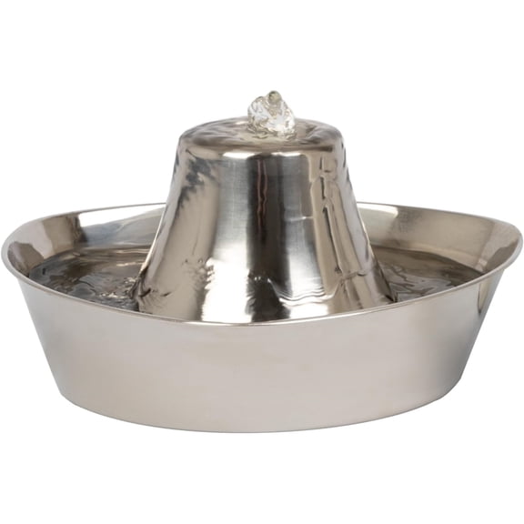 Stainless Pet Fountain - Encourages Hydration - Dual Filtration Removes Odors - Compact Design - Rust Resistant Material - Quiet Motor -