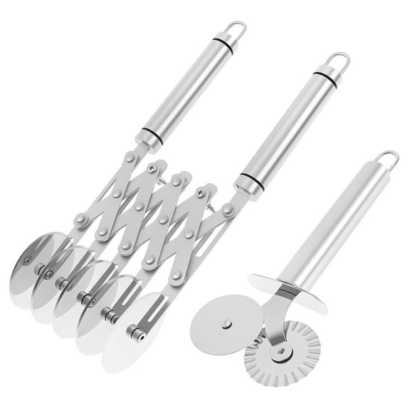 Stainless Pizza Slicer Multipurpose 5 Wheel Pizza Cutter Solid Round Dough Cutter Roller Anti Slip Cookie Pastry Knife Divider for Kitchens