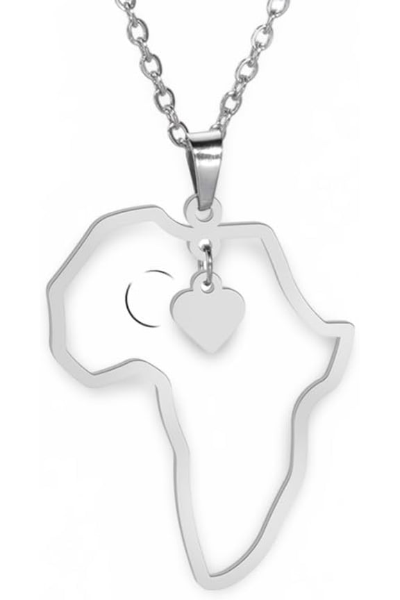 Stainless Quality Steel Africa Map Outline Pendant Necklace Rope Chain[l965]