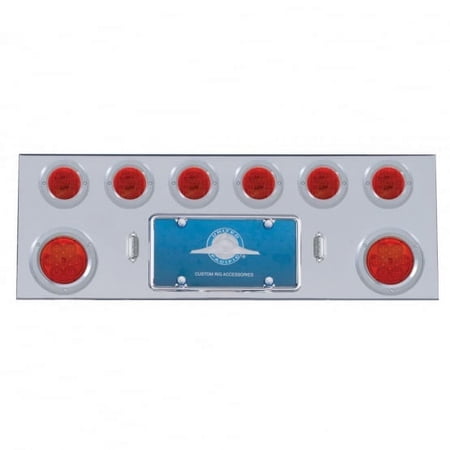 Stainless Rear Center Panel w/ Two 4" 7 LED & Six 2 1/2" 13 LED Light & Bezel - Red LED/Red Lens