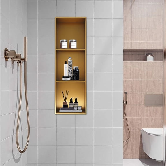Stainless Rectangle Shower Storage Shelf 3 Tiers Recessed Bathroom Shower Shelf For Bathrooms, Kitchens, Living Rooms, Balconies